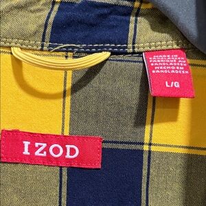 Izod Yellow and Navy Plaid Shirt